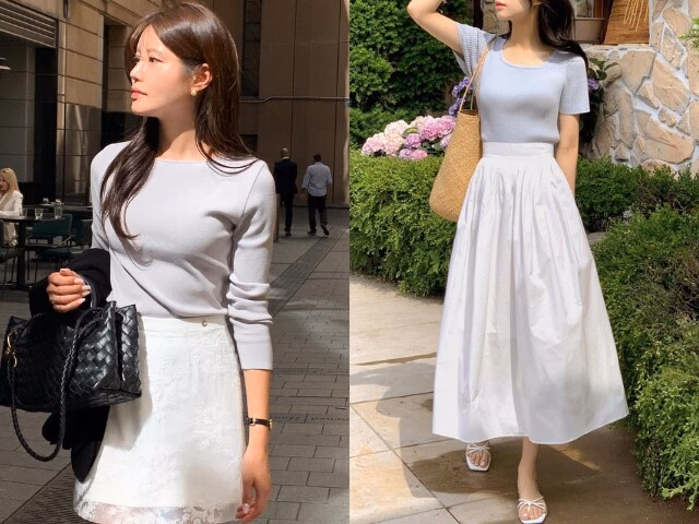 Một chiếc chân váy trắng chất liệu cotton hoặc linen sẽ là điểm nhấn hoàn hảo cho set đồ mùa hè thêm phần tinh tế.